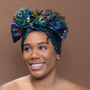 Foulard africa bleu fleuri wax
