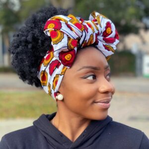 Foulard africa bordeau fleuri wax